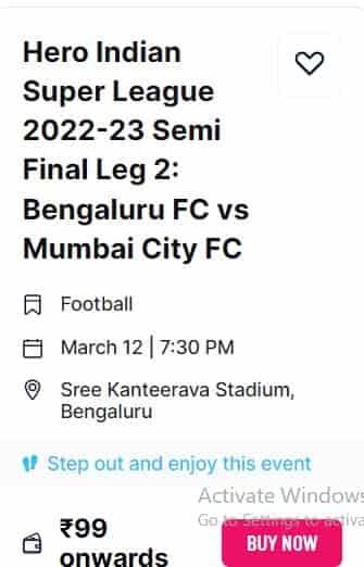 Bengaluru FC Vs Mumbai City FC Tickets