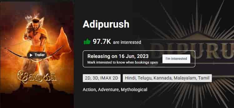 Adipurush Trailer Tickets Booking