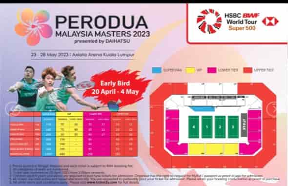 Malaysia Masters Tickets Price